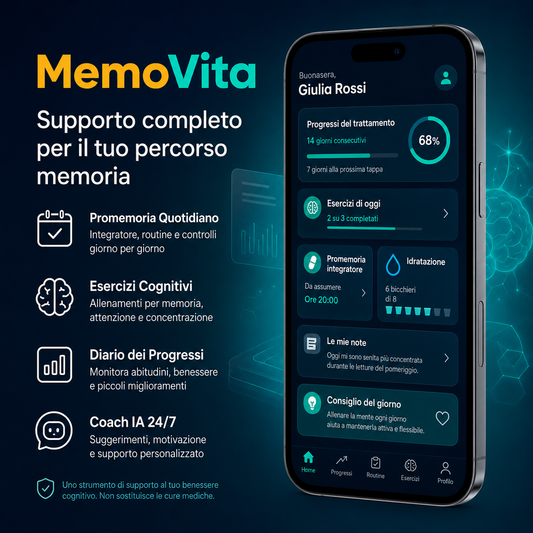 MemoVita App - Supporto completo per il tuo percorso memoria